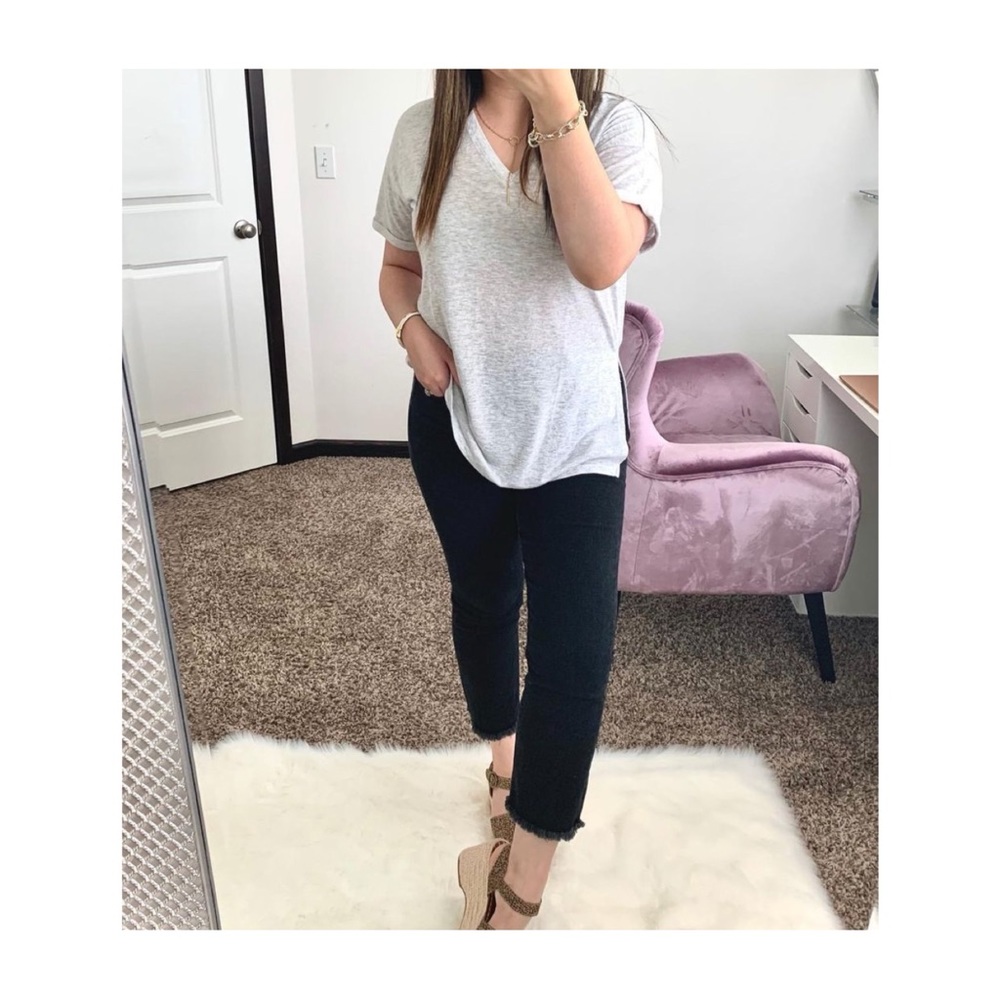 High waist straight crop jeans